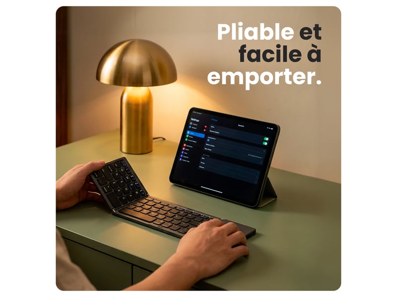  Xtrememac clavier bluetooth qwerty pliable avec touchpad rechargeable sans fil pour macbook ipad iphone pc android windows batterie 40h portable compact - gris  - Conforama B