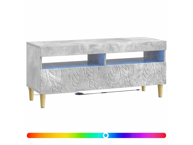  Meuble tv - banc tv - meuble de rangement led gris béton bois d'ingénierie  - Conforama C