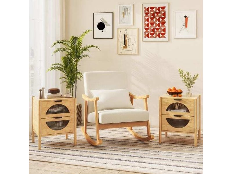 Lot de 2 tables de chevet en bambou 2 tiroirs meuble de rangement pour chambre et salon 2*JV11256NA - Conforama C