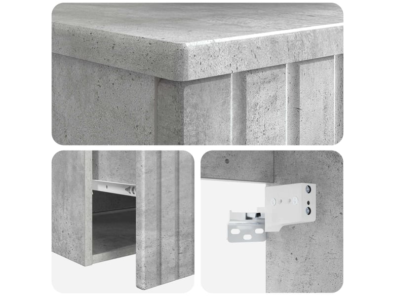  Meuble de lavabo mural, rangement salle de bain gris béton 49x44.5x65.5 cm  - Conforama E