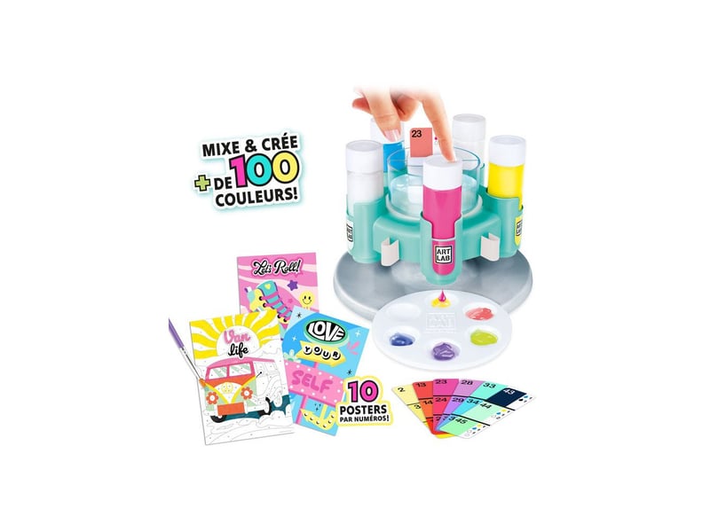  Studio de peinture par numéros avec mixeur de couleurs 10 posters cadre CTART025 - Conforama D
