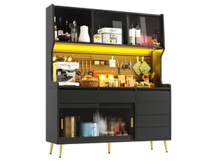 Buffet 3 porte(s) 6 tiroir(s) MEUBLIV - 144.9 cm coloris noir