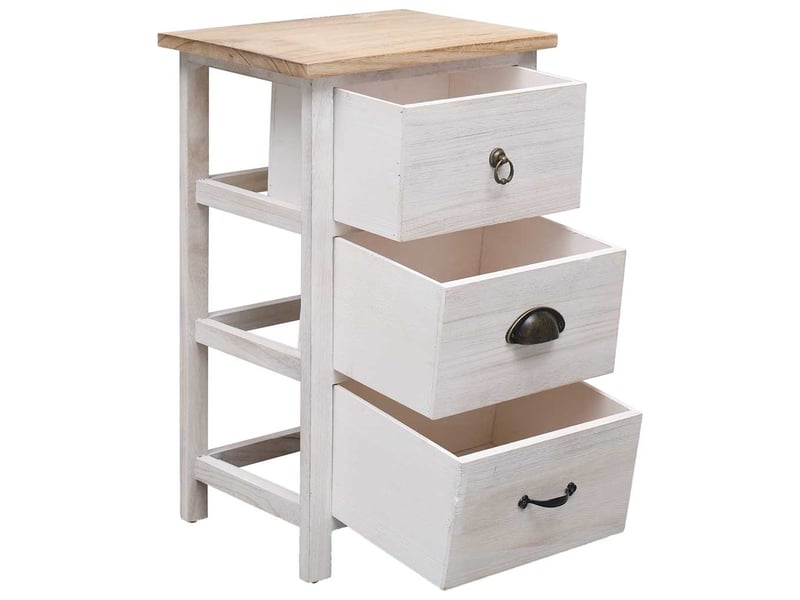  Armoire à tiroirs, commode latérale 35x25x57 cm bois de paulownia  - Conforama E