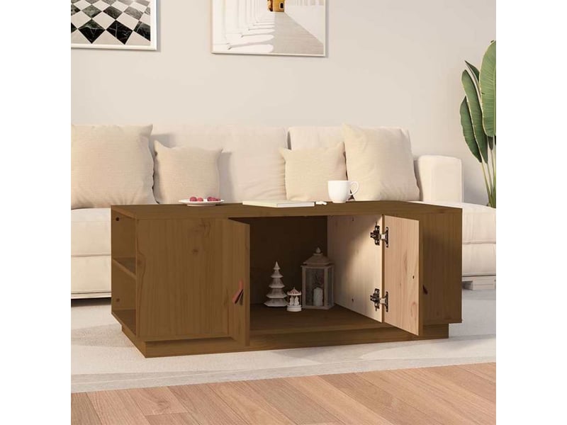  Table basse - table de salon - table à thé marron miel 100x50x41 cm bois massif de pin  - Conforama C