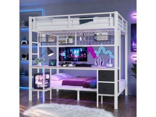 Lit mezzanine 90x200 cm <strong>STILVORA</strong> <strong></strong> coloris blanc