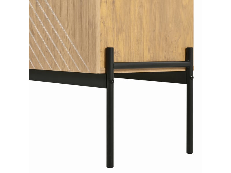  Buffet 2 portes 3 tiroirs meuble tv 140 cm couleur bois naturel  - Conforama W