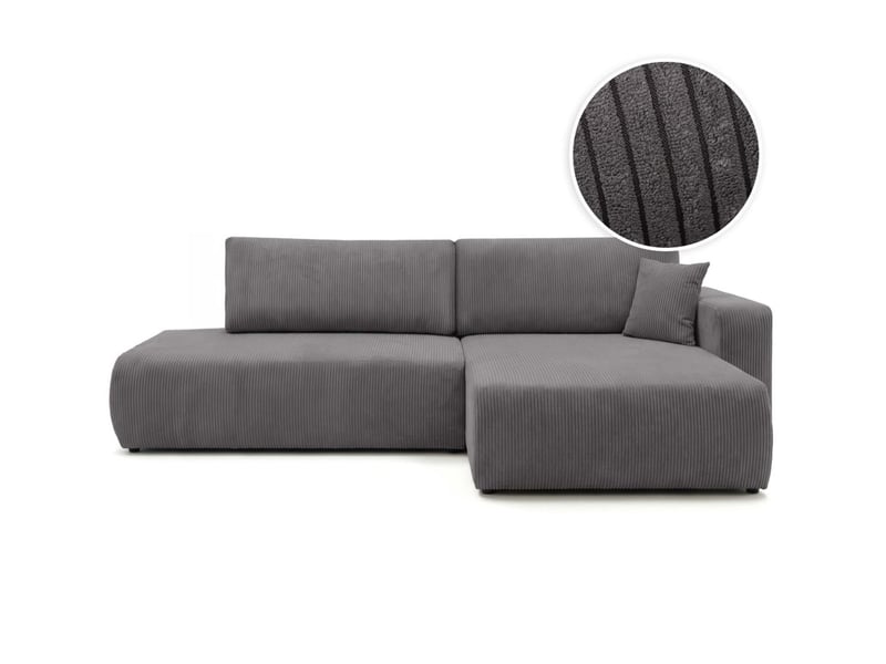  Canapé d'angle max réversible et convertible 5 places alya en velours côtelé - gris foncé ALYA - Conforama A