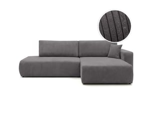 Canapé d'angle droit convertible LOUNGITUDE ALYA 5 places Velours côtelé Gris foncé