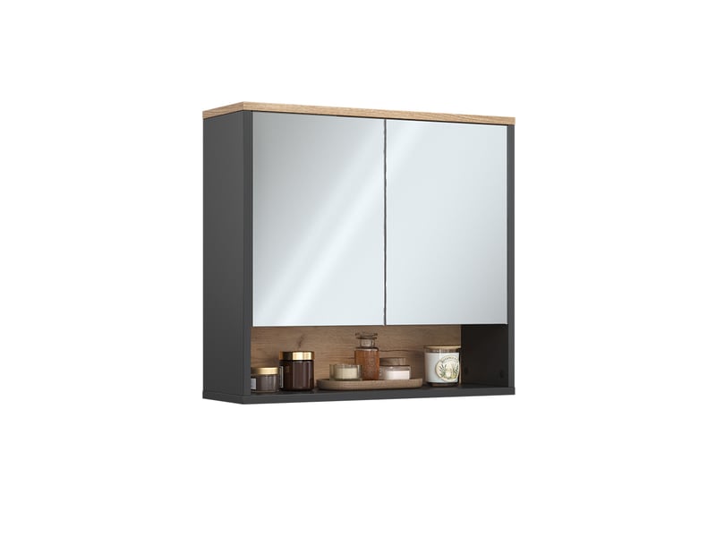  Vicco armoire de toilette, noirchêne viking, 70x65cm à 2 portes  - Conforama E