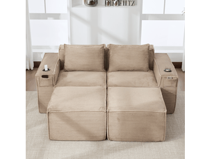 Canapé droit compressé fixe <strong>MODFU</strong> <strong></strong> 2 places Velours côtelé kaki