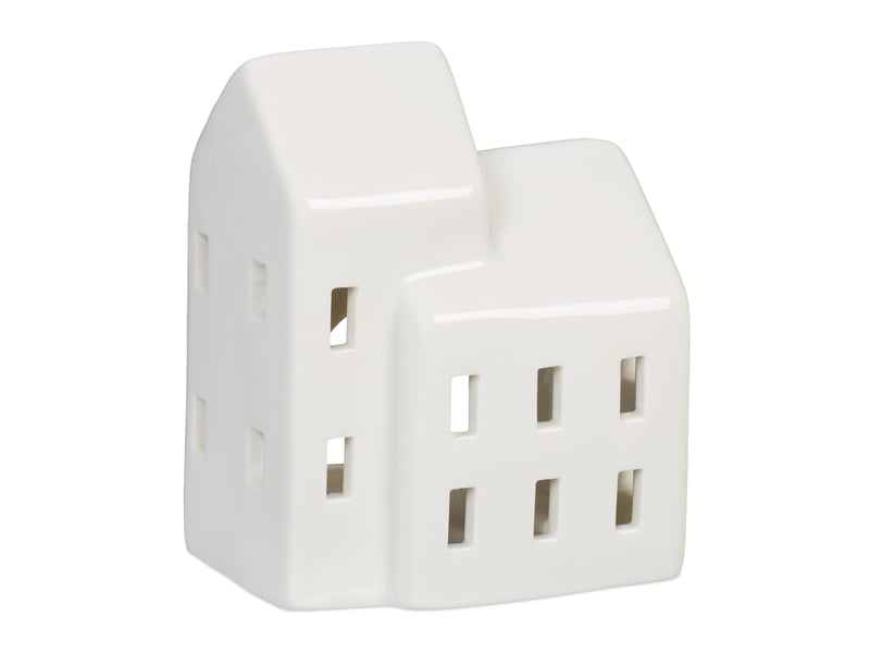  Photophore en forme de maison ambiance cosy déco intérieur 18 x 12 x 12 cm en porcelaine blanche 13_0015177  - Conforama A