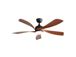 Ventilateur de plafond moderne de 52 pouces, avec éclairage led à intensité variable en 3 couleurs, 5 pales en abs, télécommande et moteur à courant continu réversible, marron