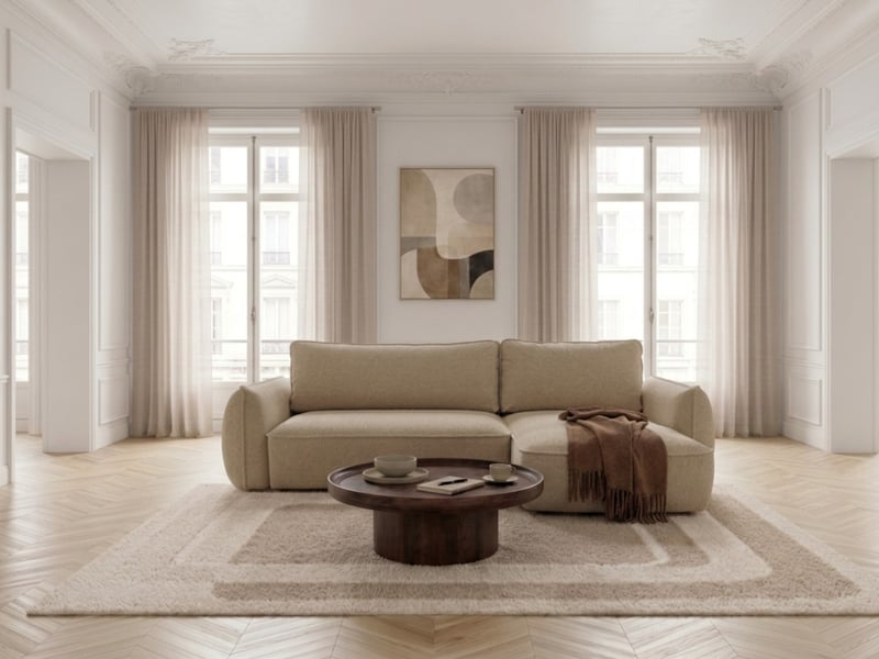  Bobochic canapé d'angle convertible réversible esmee tissu chenille beige  réversible ESMEE - Conforama C