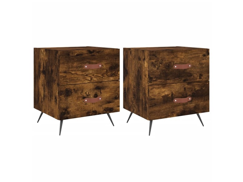  Lot de 2 tables de chevet - cabinet de chevet - table de nuit chêne fumé 40x35x47,5cm bois d’ingénierie  - Conforama A