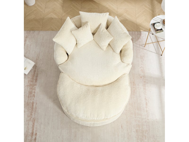  Fauteuil modulable modenvie en polyester beige avec accoudoirs, coussins et mousse haute densité 190,5 x 138 x 63 cm  - Conforama E