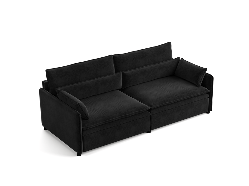  Canapé convertible 3 places avec rangement 206x91x86 cm en chenille noire  - Conforama A