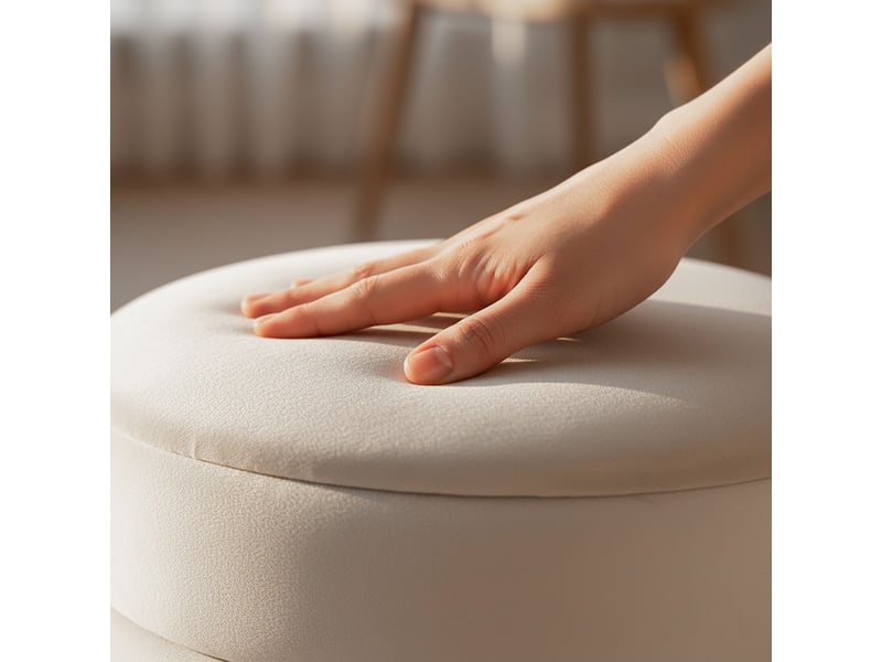 Family luna pouf coffre en velours crème  - Conforama E