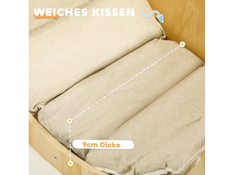 Arche d'escalade enfant 90 x 52 x 50 cm en bois, avec coussin, balançoire et table de jeu, 18 mois à 4 ans - Conforama D