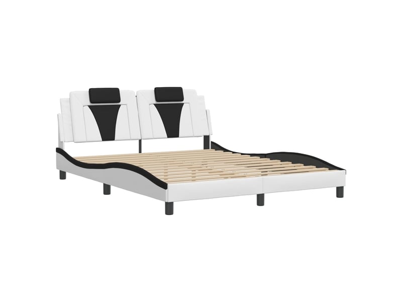 Lit double- lit adulte - cadre de lit viana avec led sans matelas blanc et noir 160x200 cm - Conforama B