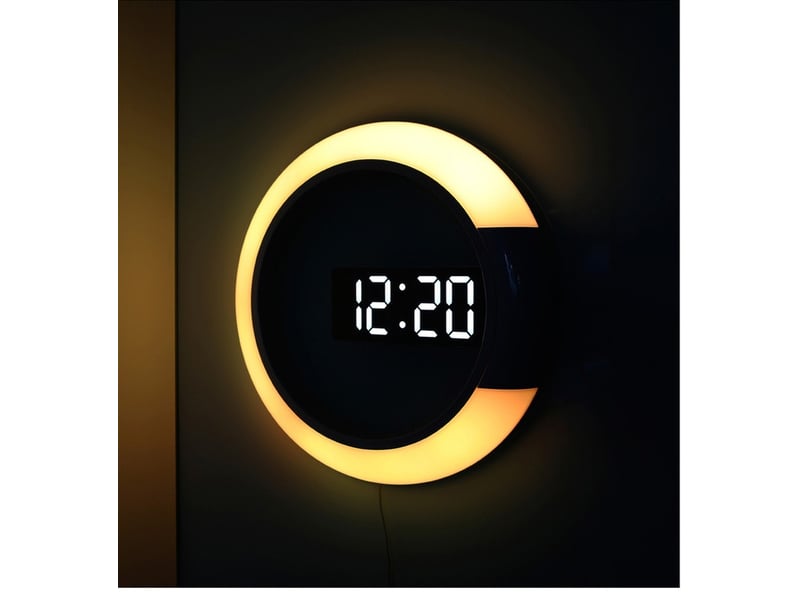  Horloge murale numérique led avec télécommande – alimentée par usb, blanc  - Conforama E