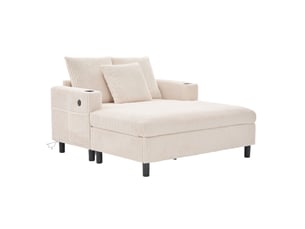 Fauteuil fixe OKMYHOME  Velours côtelé beige vendu A l'unité