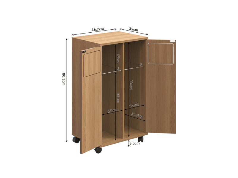  Meuble de tri des déchets 46,7x35x80,3 cm 2 compartiments mdf naturel  - Conforama E