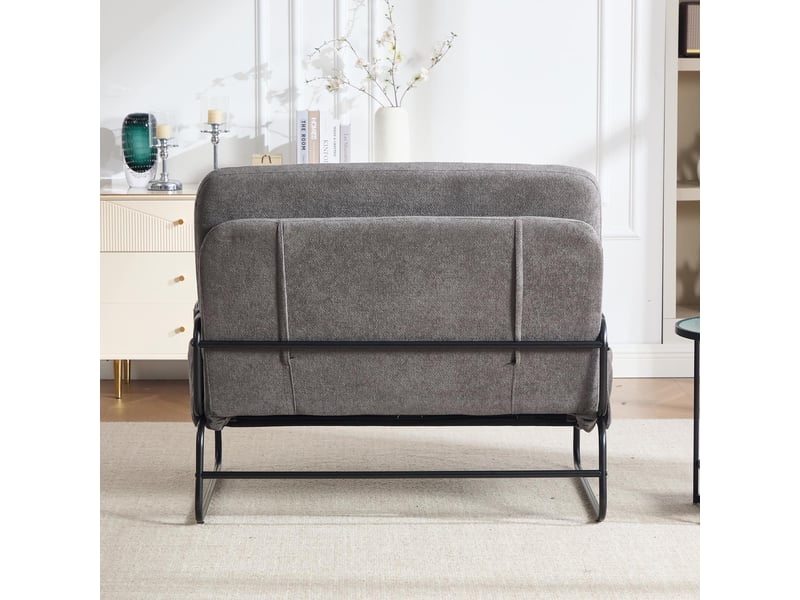  Canapé convertible 2 places - 104x85x92cm - banquette lit pliable dossier réglable tissu chenille et métal - gris  - Conforama D