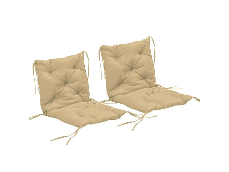  Lot de 2 coussins d'assise, 98 x 50 cm, avec attaches, revêtement en tissu kaki, épaisseur 8 cm.  - Conforama A