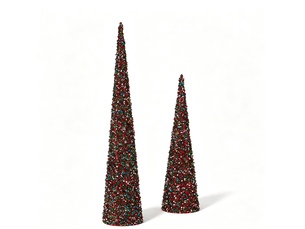 Cônes de noël krist+ bleu fuchsia pailletés lot de 2
