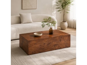 Table basse avec plateau pratique, design minimaliste en bois naturel, pour salon, en mdf, décor noyer
