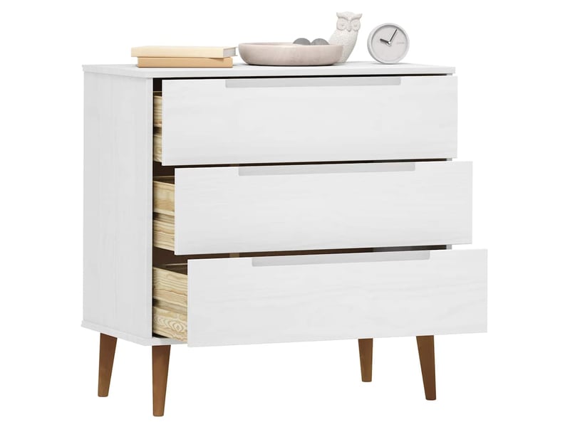  Commode chambre adulte, armoire à tiroirs molde blanc 80x40x80 cm bois de pin massif  - Conforama C