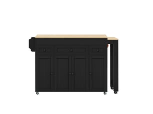 Îlot de cuisine sur roulettes espace repas extensible porte-épices intégré tiroirs de rangement structure mobile îlot indépendant finition noire