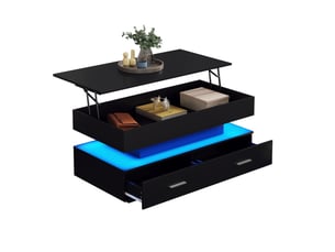 Table basse rectangulaire coloris noir <strong>MERAX</strong> <strong>table basse noir</strong> - 50 cmx100 cm