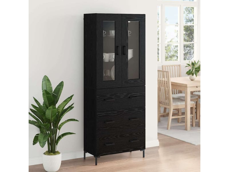 Buffet - haut armoire 2 pc chêne noir 69,5 x 34 x 180 cm - Conforama D