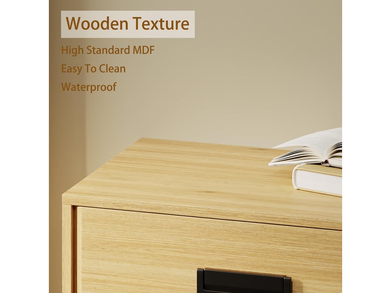  Commode de chambre à coucher avec 3 tiroirs - meuble de rangement compact en mdf, organisateur de stockage pour la maison-naturel PHK_38CYKHJN - Conforama B