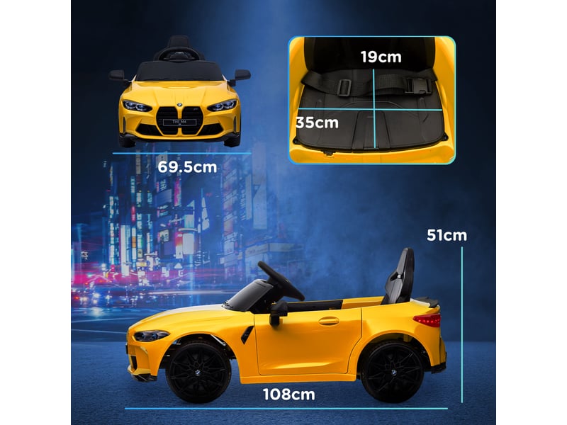  Bmw m4 sous licence, voiture électrique 12 v pour enfants, double moteur, jaune  - Conforama E