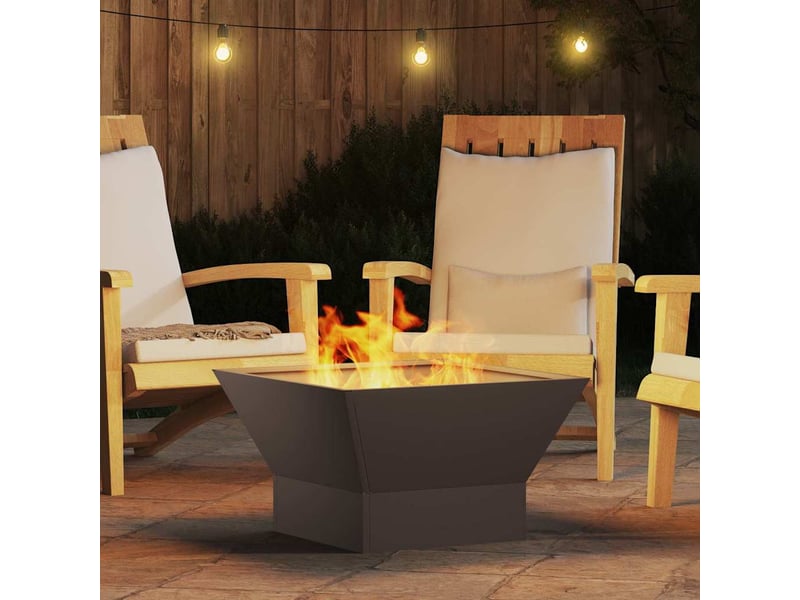  Brasero exterieur, foyer camping noir 60x60x35 cm acier patiné  - Conforama D