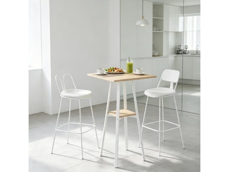 Table debout élégante avec étagère – bar carré pour 2 personnes – table de cuisine avec rangement - Conforama D