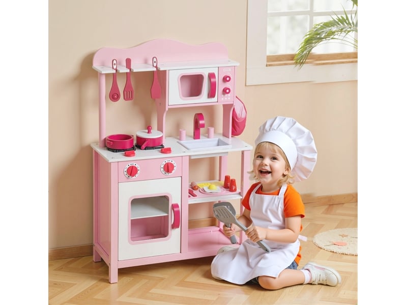  Cuisine jouet enfant 55x24x86 cm effets sonores bois rose  - Conforama B