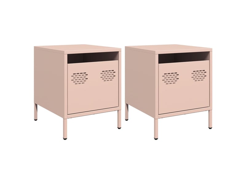  Lot de 2 tables de chevet - cabinet de chevet - table de nuit rose 35x39x43,5 cm acier  - Conforama A