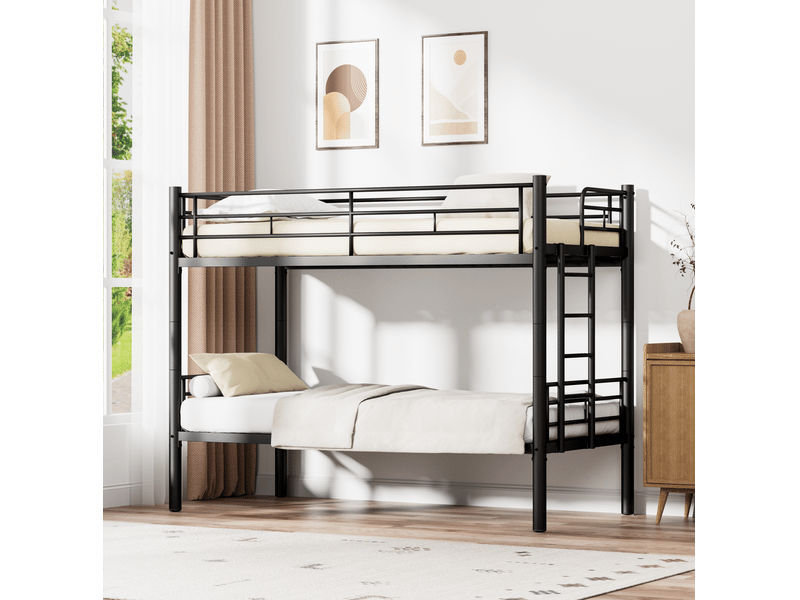  Lit superposé enfant séparable en 2 lits simples 90x190 cm noir evryae  - Conforama C