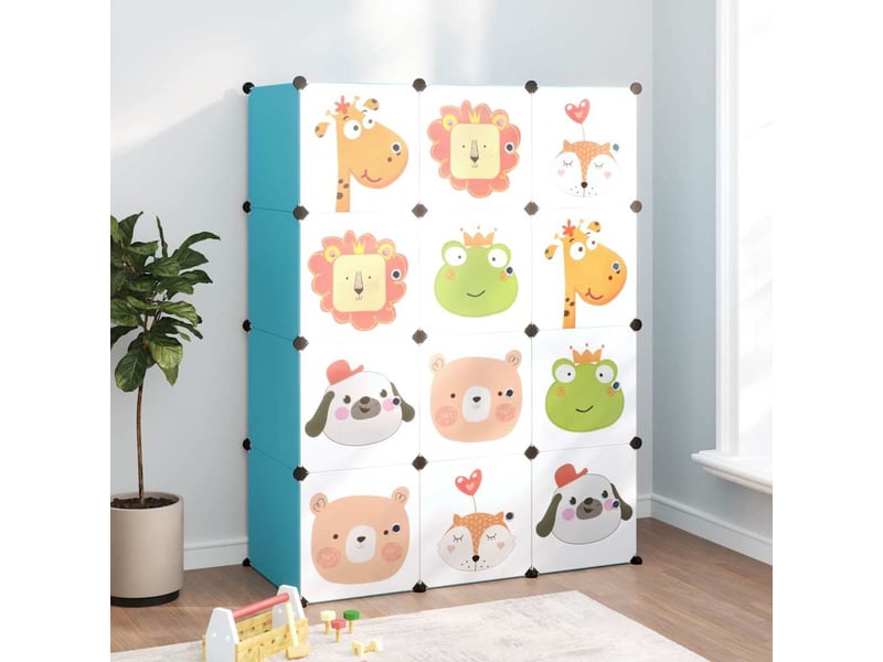  Armoire de rangement pour enfants avec 12 cubes bleu pp  - Conforama B