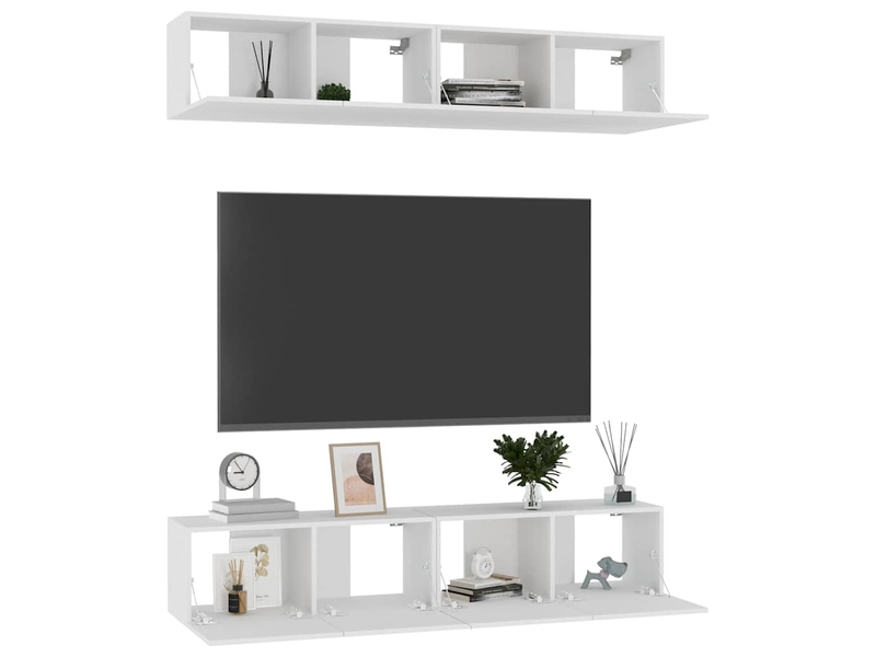  Meubles tv - banc tv - meuble de rangement 4 pcs blanc 80x30x30 cm bois d'ingénierie  - Conforama C