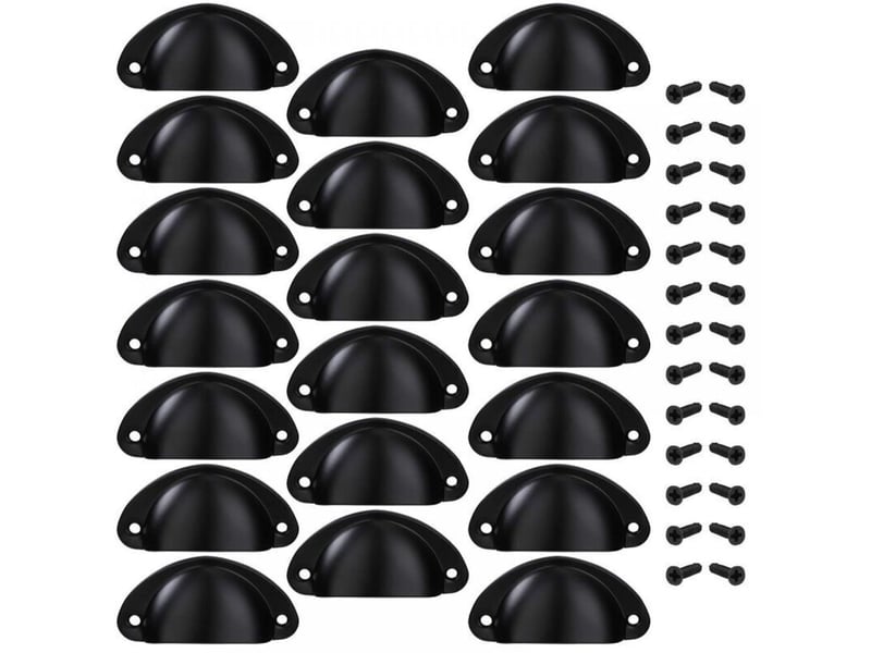  Poignée de tiroir bouton porte coquille poignée en forme de coquille décoration porte meuble tiroir armoire placard avec vis 20 pièces noir  - Conforama A