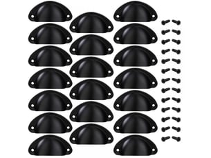 Poignée de tiroir bouton porte coquille poignée en forme de coquille décoration porte meuble tiroir armoire placard avec vis 20 pièces noir