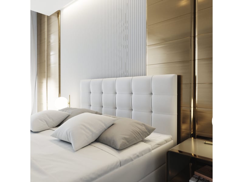  Boxspring glos 200x200 cm, lit complet avec matelas, gris  - Conforama D