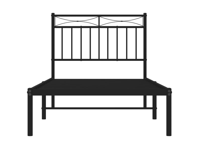  Lit simple- lit adulte -  cadre de lit métal sans matelas avec tête de lit noir 90x190 cm  - Conforama D
