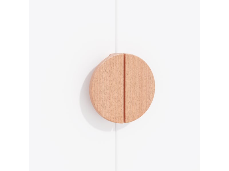 Armoire blanche 2 portes avec 2 tiroirs et penderie - poignées bois massif 90x45x200 cm - Conforama E