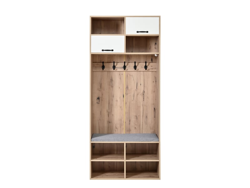  Portemanteau avec banc et rangement 80 x 185 cm en panneau de particules  - Conforama D