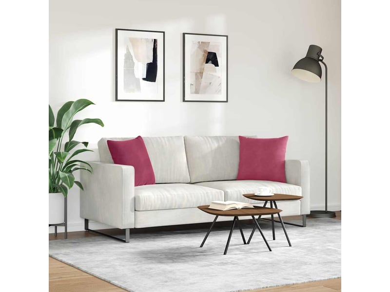 Lot de 2 coussins de canapé, coussins décoratifs bordeaux 45 x 45 cm cf59029 - Conforama D